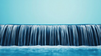 Vibrant Minimalist Waterfall Into Tranquil Stream