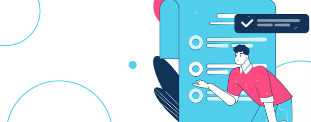 Invite friends to conduct questionnaire flat vector concept operation hand drawn illustration
