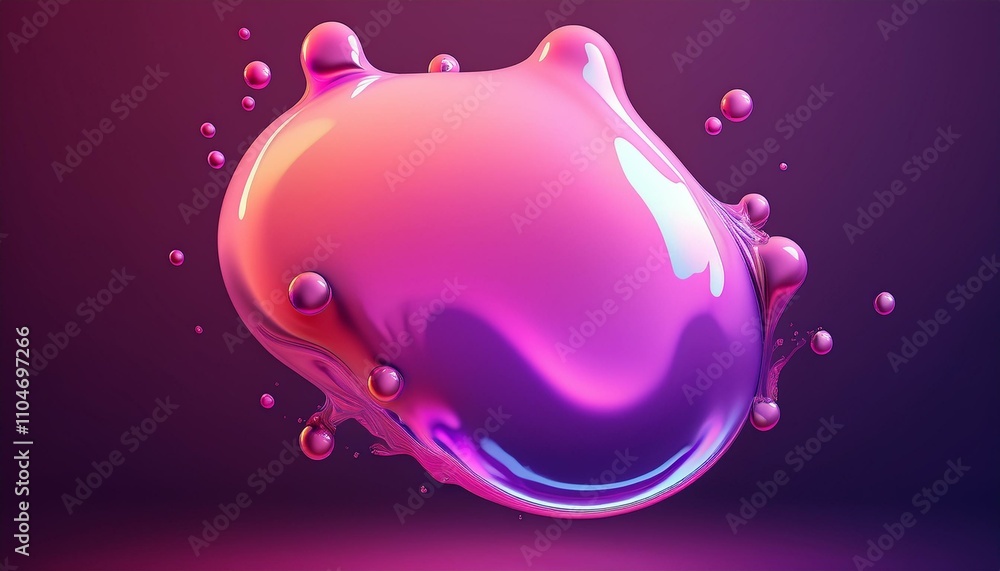 Poster pink and purple gradient color floating liquid blob