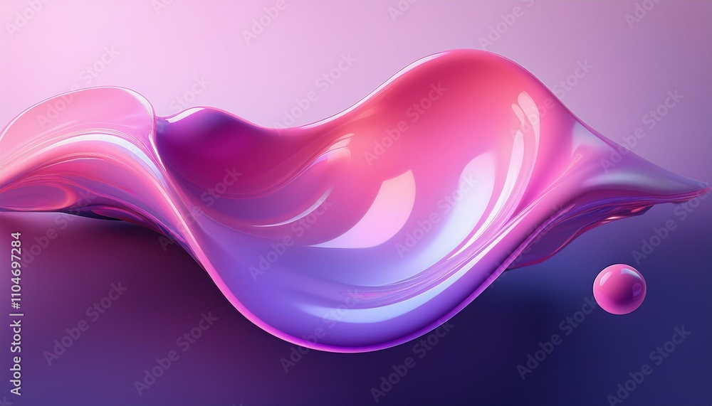 Poster pink and purple gradient color floating liquid blob
