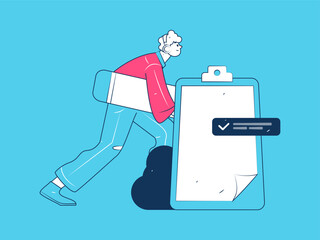 Invite friends to conduct questionnaire flat vector concept operation hand drawn illustration
