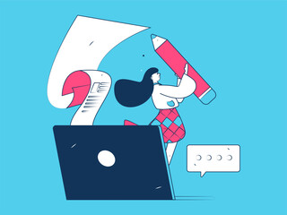 Invite friends to conduct questionnaire flat vector concept operation hand drawn illustration
