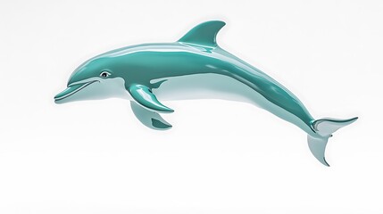 Obraz premium Leaping Dolphin Teal D Render Aquatic Mammal