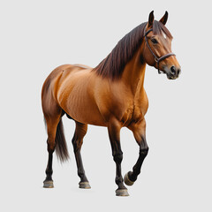 Obraz premium Majestic Brown Horse Standing Proudly on a Plain Background, Showcasing Strong Physique and Graceful Posture Perfect for Equine Photography and Stock Imagery