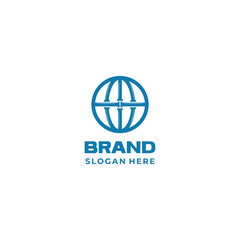 World plumbing logo, globe symbol with pipe connection logo icon template