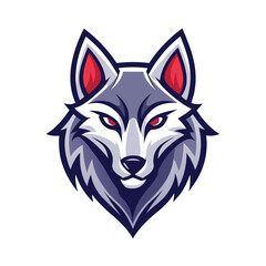 simple modern wolf head logo with clean lines and minimalist style and simple color pallete. wolf head logo on white background