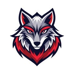 simple modern wolf head logo with clean lines and minimalist style and simple color pallete. wolf head logo on white background