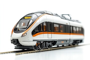 Fototapeta premium An lonely modern train on a white backdrop. Generative Ai