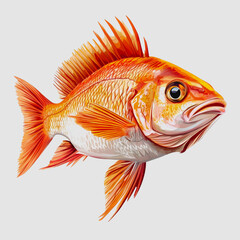 Fototapeta premium Vibrant and Colorful Illustration of a Tropical Fish with Striking Orange and Yellow Details, Ideal for Nature and Marine Life Themes