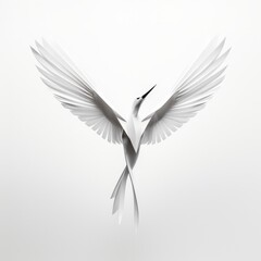 Obraz premium elegant white bird with outstretched wings on a minimalist background