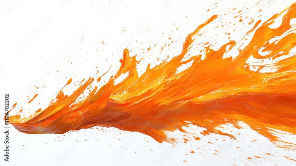 Poster dynamic splash of orange paint creating an energetic visual effect