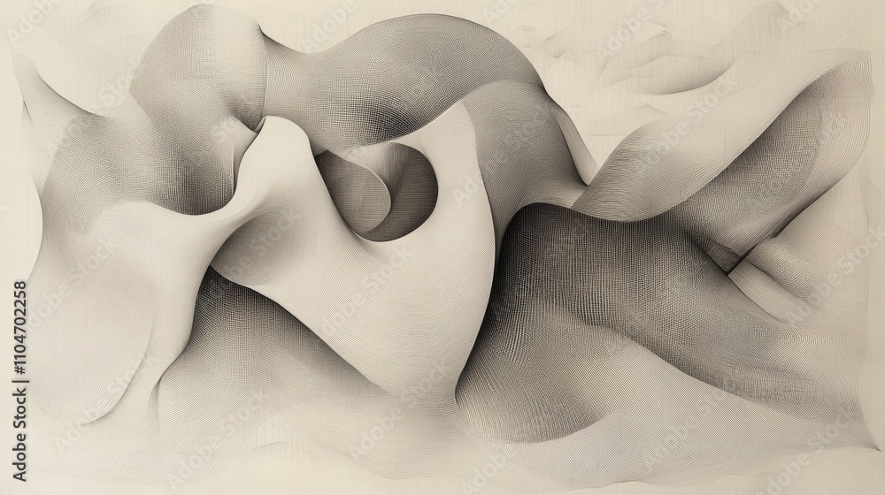 Aufkleber abstract monochrome waves in flowing organic shapes and patterns