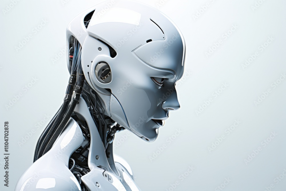 Poster futuristic robot profile with advanced technology and sleek design
