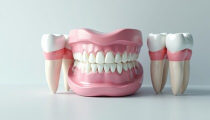  Aesthetic dental model in pink and white