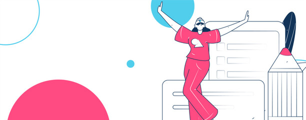 Invite friends to conduct questionnaire flat vector concept operation hand drawn illustration
