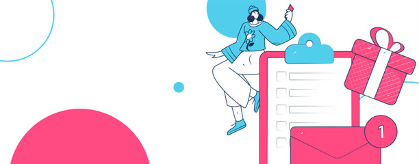 Invite friends to conduct questionnaire flat vector concept operation hand drawn illustration
