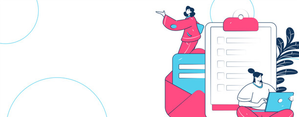 Invite friends to conduct questionnaire flat vector concept operation hand drawn illustration
