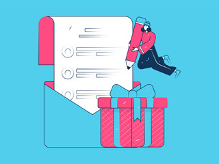 Invite friends to conduct questionnaire flat vector concept operation hand drawn illustration
