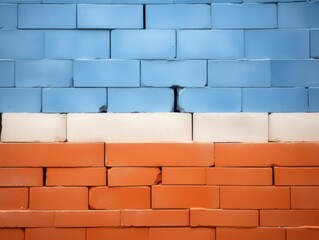 Obraz premium colorful brick wall with blue, white, and orange sections