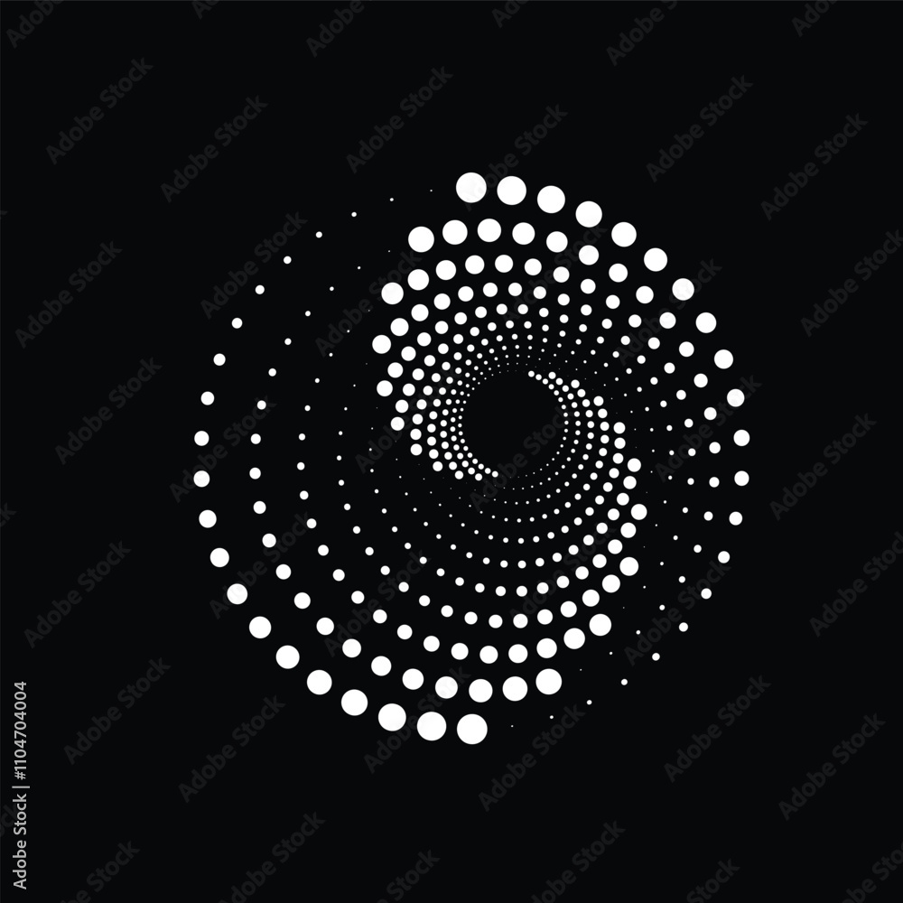 Wall mural abstract spiral of white dots . dynamic abstract illustration featuring a spiral pattern of white do