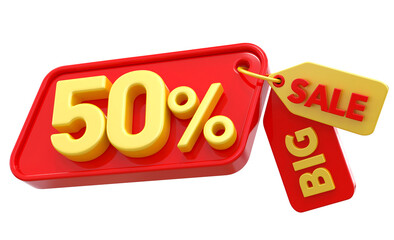 50 percent red offer tag big sale