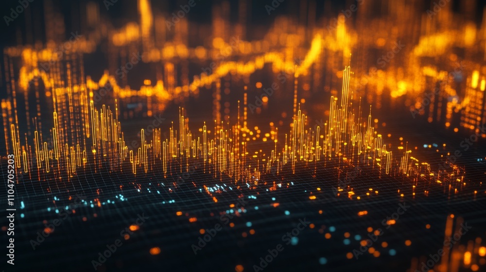Poster Abstract Data Visualization with Orange and Blue Light Waves