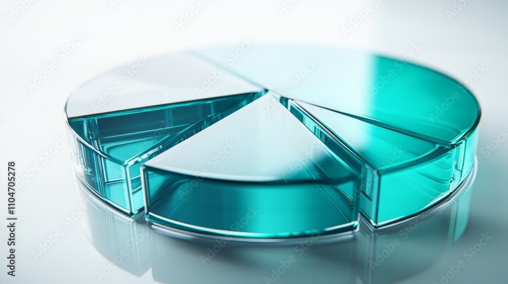 Poster transparent circular pie chart model displaying data analysis