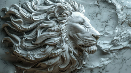  Majestic Lion Sculpture in Elegant White Carving