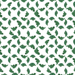 Green leaves watercolor seamless pattern isolated on white. High quality hand-painted clip art illustrations are perfect for patterns, botanical designs, packages, prints, wrapping paper, cards