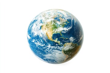 Fototapeta premium Excellent quality of the planet Earth isolated on a white backdrop. Generative Ai