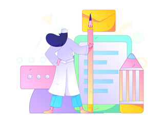 Invite friends to conduct questionnaire flat vector concept operation hand drawn illustration
