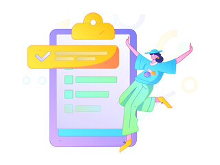 Invite friends to conduct questionnaire flat vector concept operation hand drawn illustration
