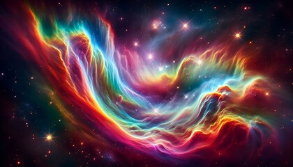Celestial Nebula Swirling Cosmic Colors Across Starry Space