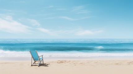 a peaceful beach scene with a lone chair overlooking the ocean