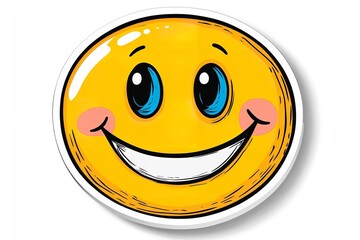 Fototapeta premium Happy sticker in excellent resolution, isolated on a white backdrop. Generative Ai