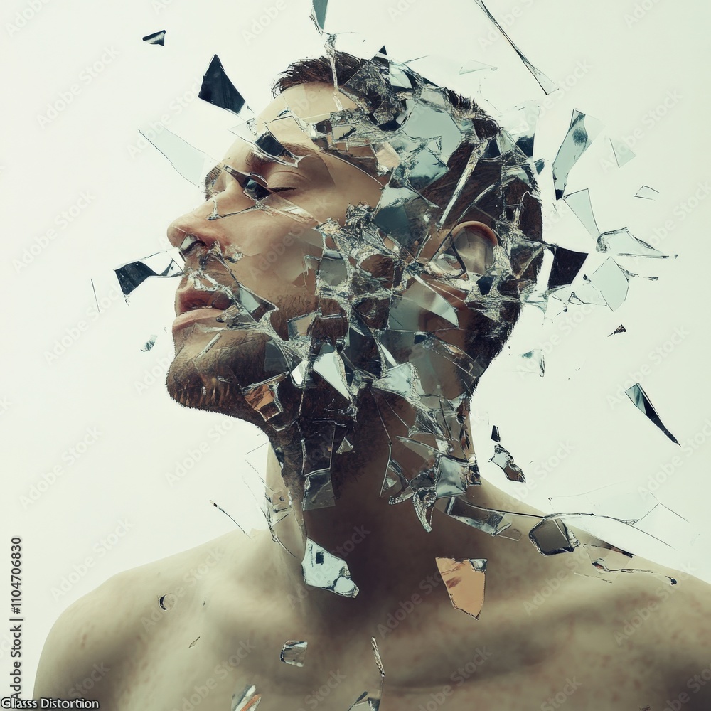 Poster abstract representation of self-reflection and identity fragmentation