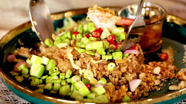Preparing Shrimp Paste Fried Rice