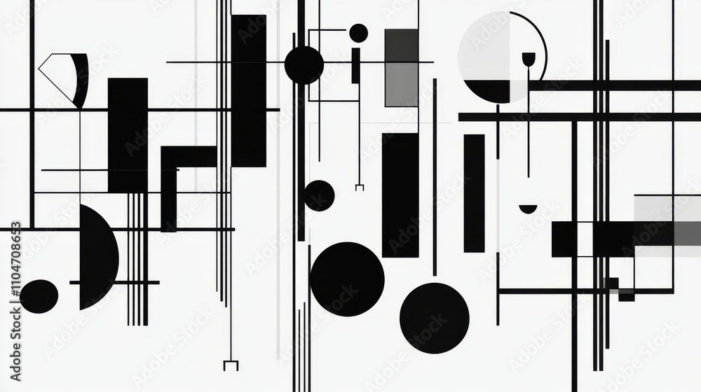 Leinwandbilder abstract geometric patterns in black and white with lines and shapes