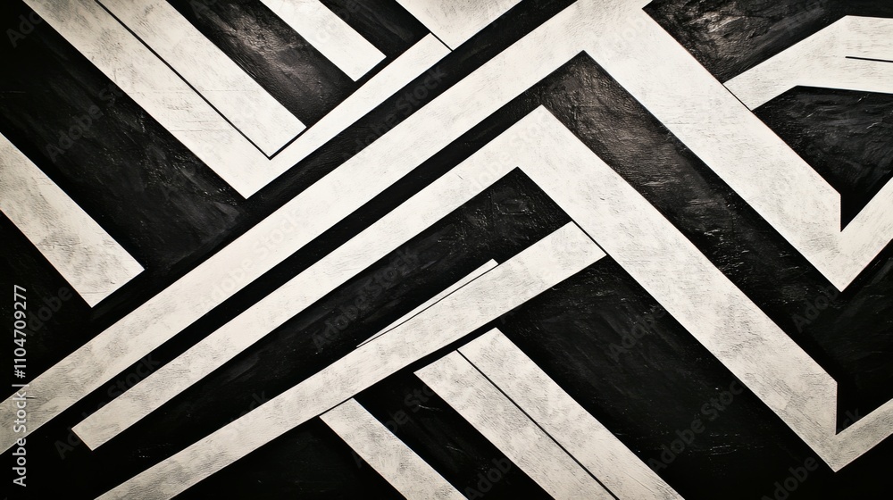 Poster abstract black and white geometric patterns on wall surface