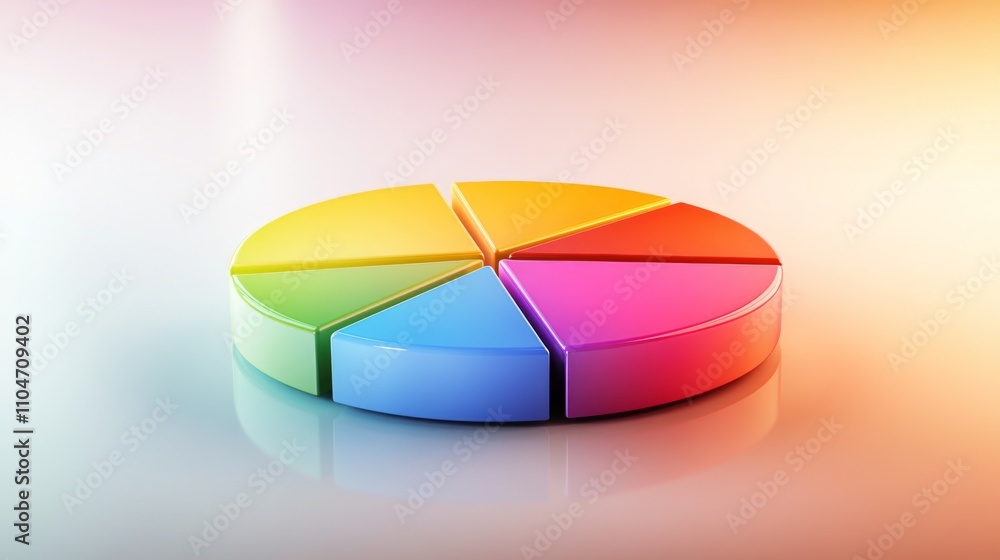 Poster colorful pie chart on smooth surface with soft gradient background