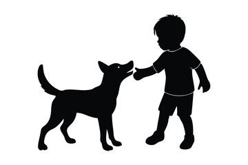a cut boy and dog paly around silhouette art  vecto 3
