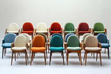 Obraz premium a collection of colorful chairs arranged in a modern setting