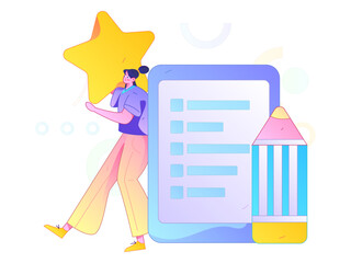 Invite friends to conduct questionnaire flat vector concept operation hand drawn illustration
