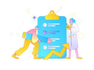 Obraz premium Invite friends to conduct questionnaire flat vector concept operation hand drawn illustration 