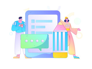 Invite friends to conduct questionnaire flat vector concept operation hand drawn illustration
