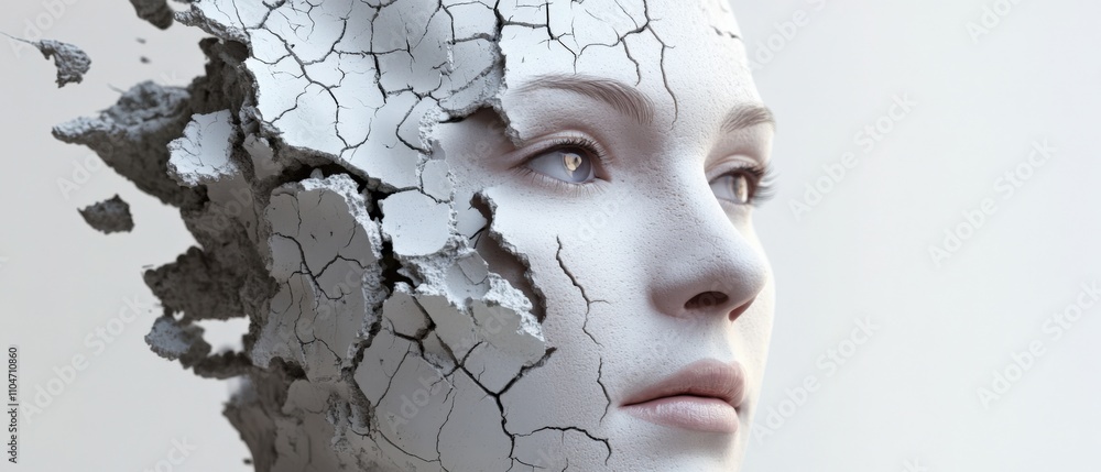 Poster conceptual art representation of transformation and identity