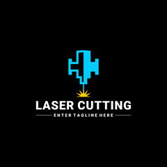 Laser Cutting logo design, laser cutting vector, vintage laser cutting
