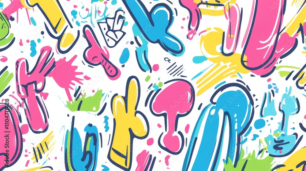 Poster colorful abstract design with playful shapes and vibrant patterns