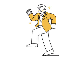 ステップアップしたビジネスマンの男性