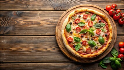 Delicious pizza displayed on a wooden board, pizza, food, Italian, cheese, toppings, pepperoni, mozzarella, crust